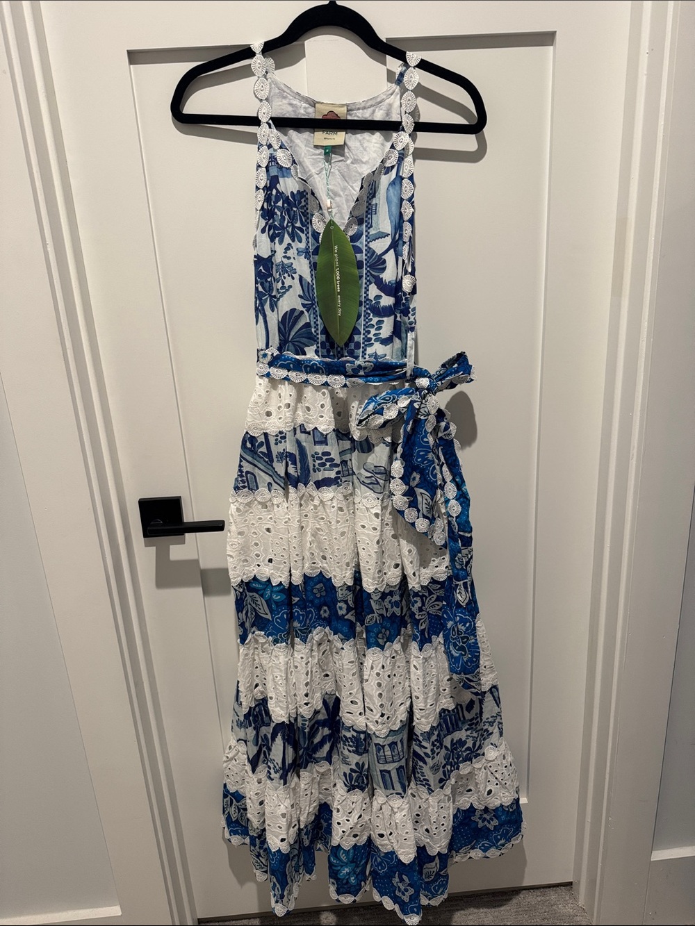 FARM Rio NWT Medium Mixed White and Blue Prints Maxi Dress - Picture 5 of 5
